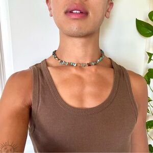 Vintage Y2K Turquoise & Brown Shell Necklace